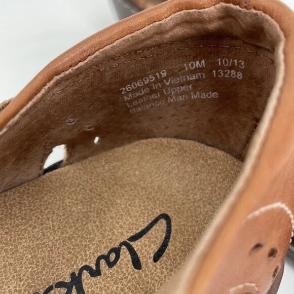 CLARKS Heeled Sandals Brown Leather Ankle Strap Size 10 - Picture 11 of 11